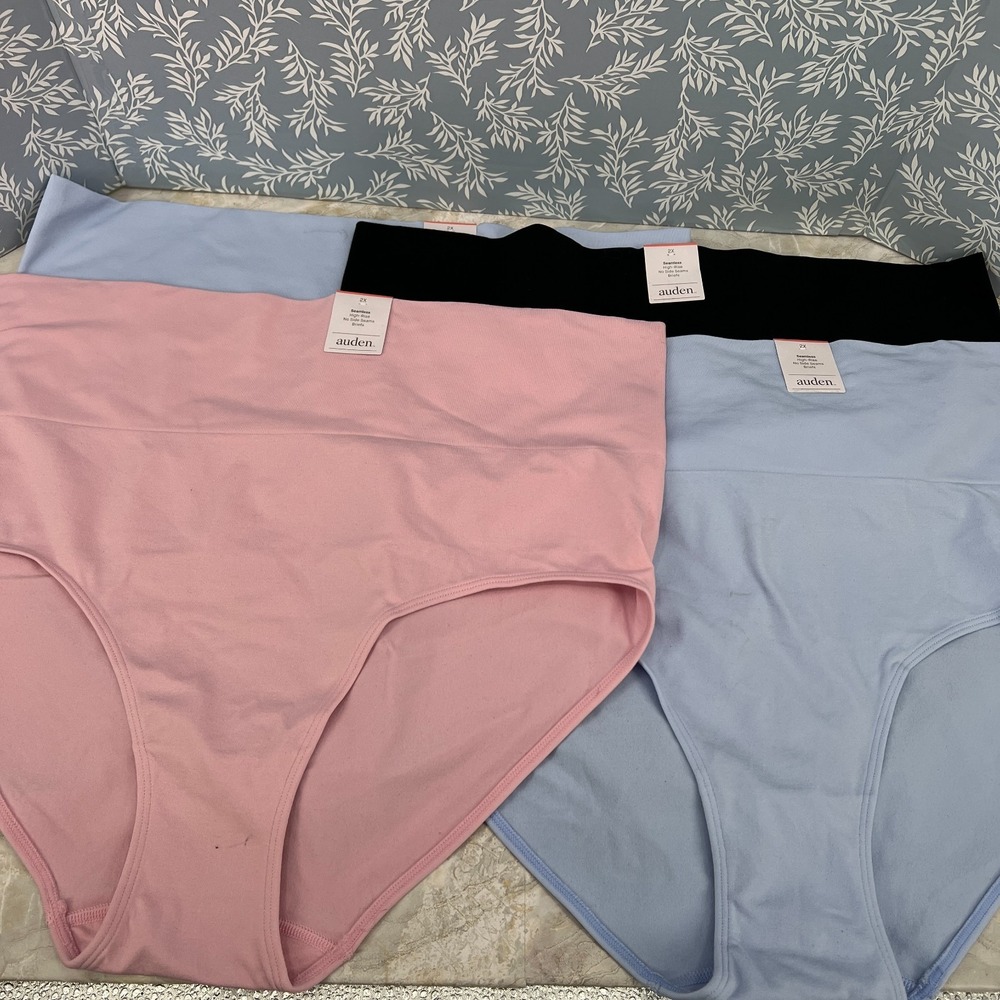 NEW Auden seamless high-rise no side seam briefs underwear blue pink panties 2X